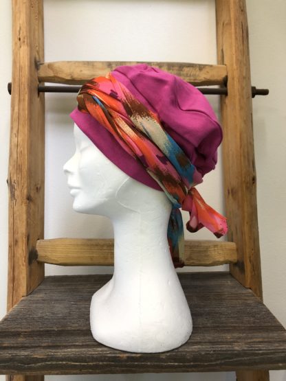 Bonnet  fuchsia avec foulard – Bild 3