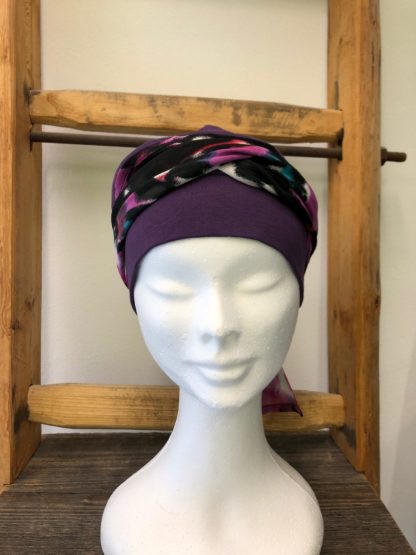 bonnet prune avec foulard