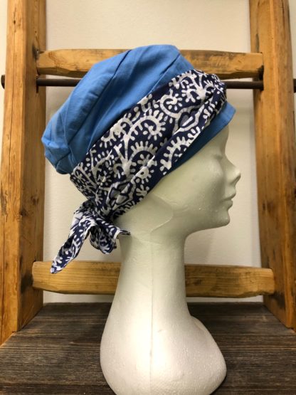bonnet bleu avec foulard en coton – Image 2