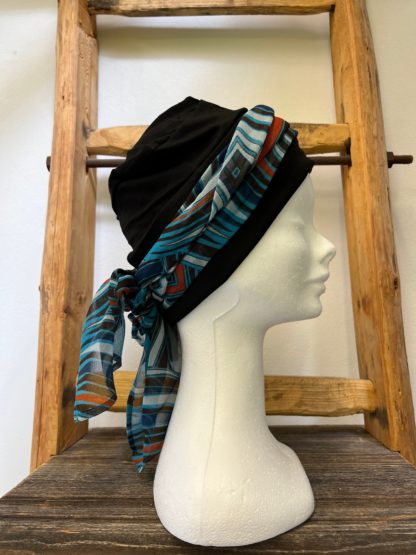 bonnet noir avec foulard – Image 2