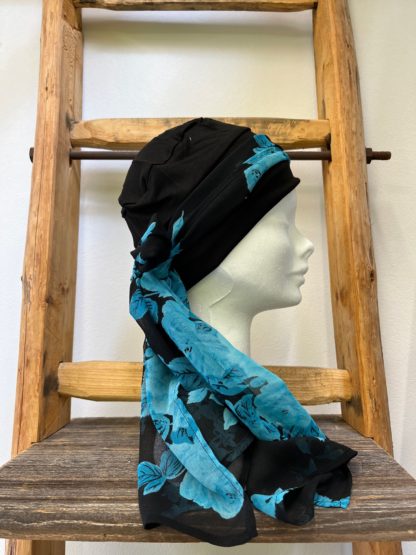 bonnet noir avec foulard – Image 2