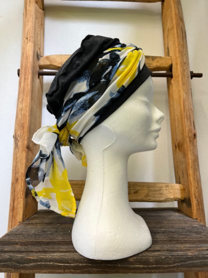 bonnet gris anthracite avec foulard – Image 2