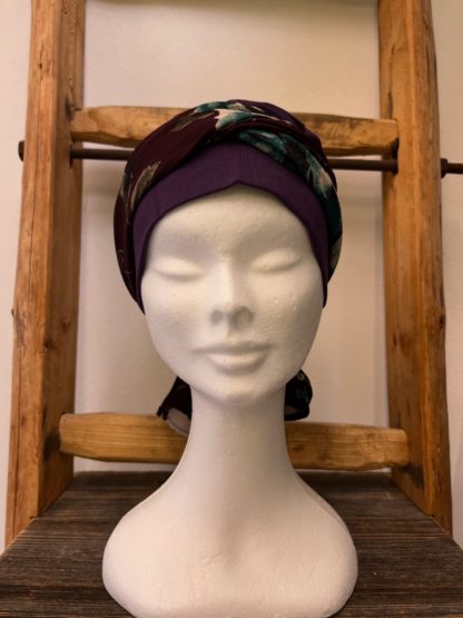 bonnet prune avec foulard