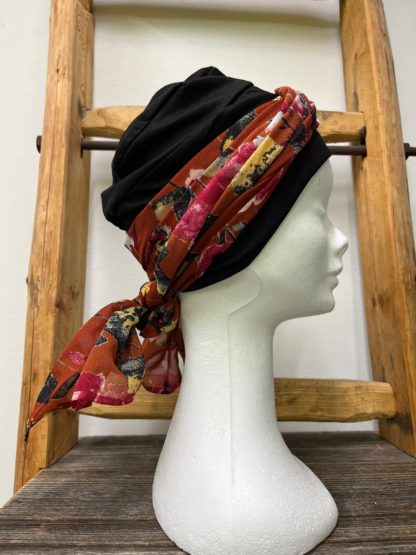 bonnet noir avec foulard – Image 2