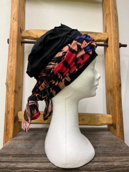 bonnet noir avec foulard – Image 2