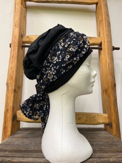 bonnet noir avec foulard – Image 2