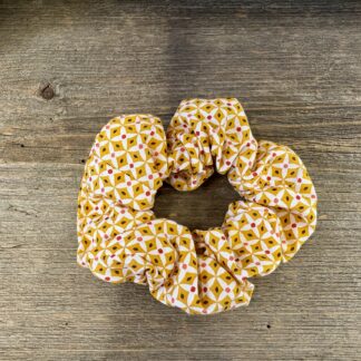 chouchou en coton couleur jaune-moutarde