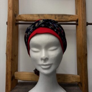 bonnet rouge en coton avec foulard
