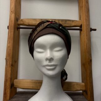 bonnet brun en coton avec foulard
