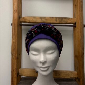 bonnet en coton violet avec foulard